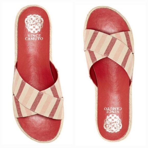 Vince Camuto Carran Linen Stripe Platform Sandal Size 7.5 - Picture 1 of 11